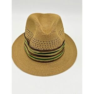 Vintage Knox Panama Straw Fedora Hat Long Oval Retailed Thomasville GA